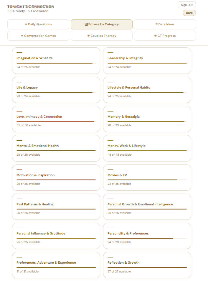 Tonight's Connection Conversation Starters App