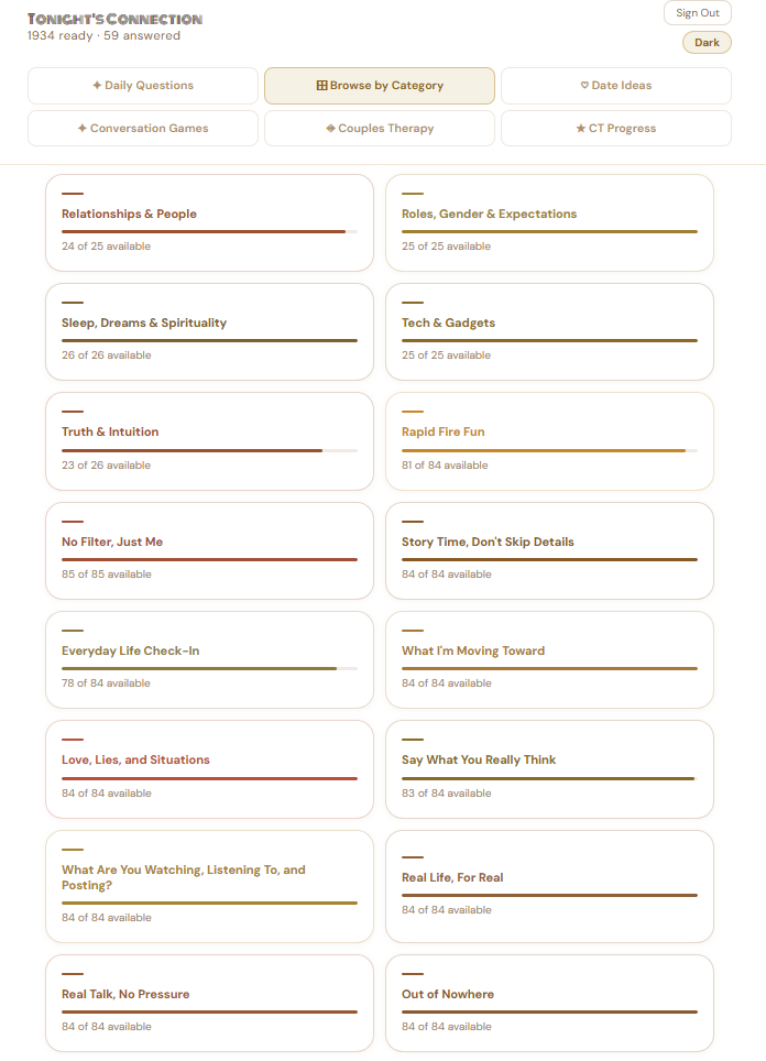 Tonight's Connection Conversation Starters App